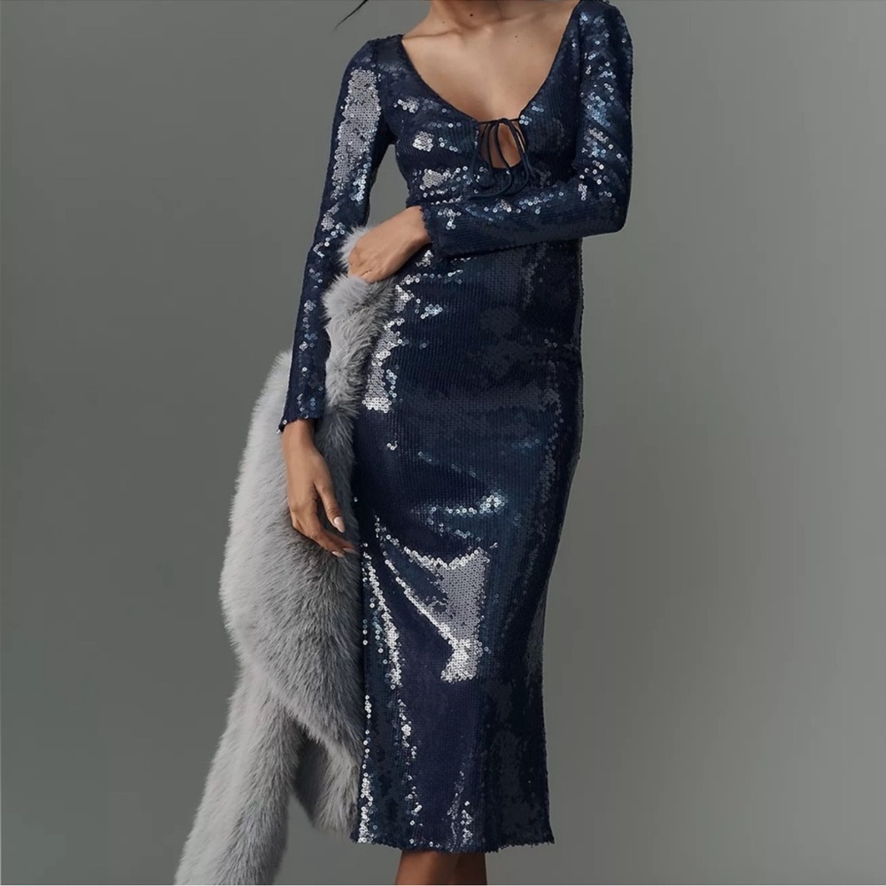 Anthropologie Midnight Sequin Gown